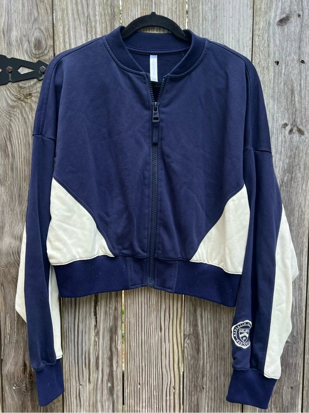 FABLETICS Navy Blue and White Full Zip Sweatshirt Women’s Large